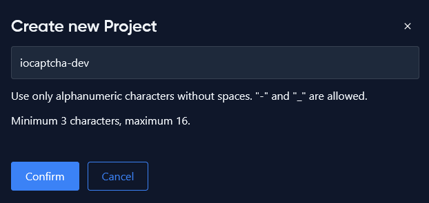Create project form
